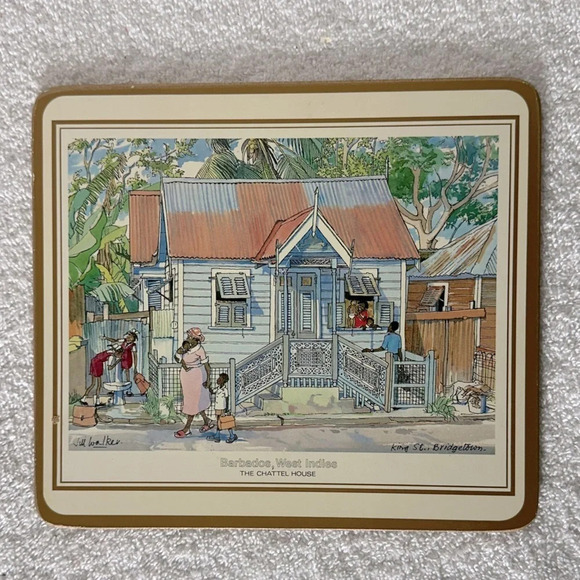 Vintage Pimpernel Luncheon Placemats Trivets Barbadian Chattel Houses Set Of 4 - Picture 8 of 11